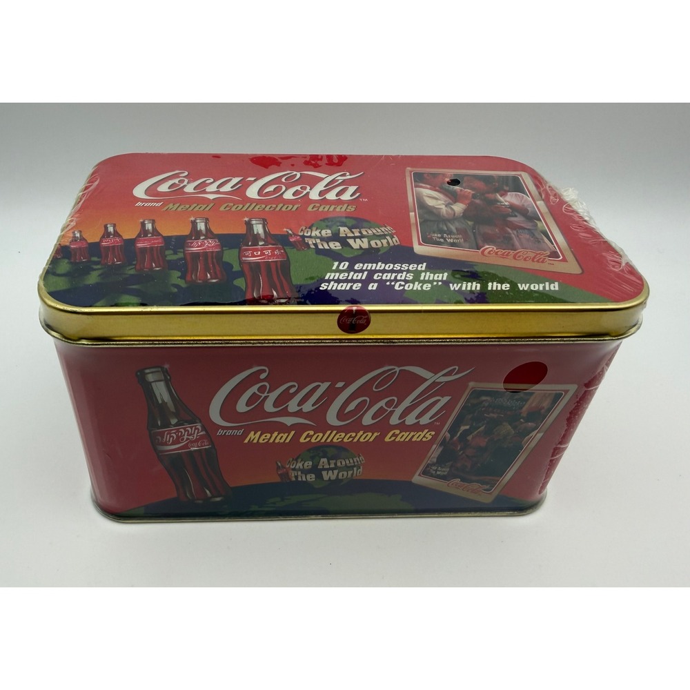 Coca-Cola Metal Collector Cards Coke Around The World 10 Card Tin Set 1996 New